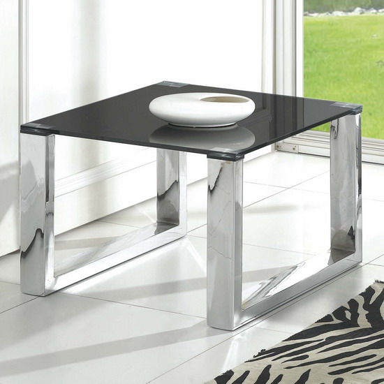 Glass side table Molten Black