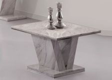 Hera White-Grey Marble V Leg Side, End or Lamp table